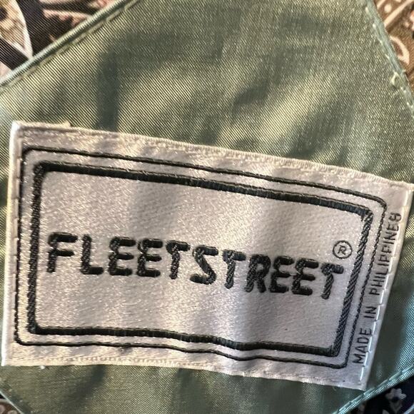 Vintage 1980s Fleetstreet Sage Green Ribbed Panel Futuristic Style Trench Coat - Picture 5 of 5